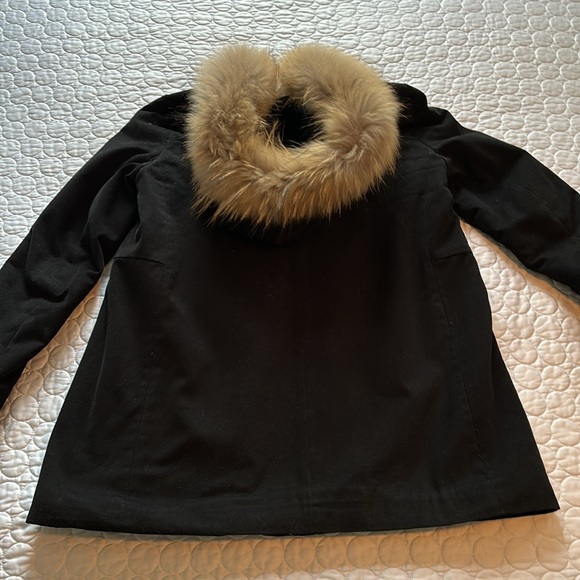 MAJE Black Fox Fur Parka Leather Trim sz 1 (small) - Picture 7 of 12